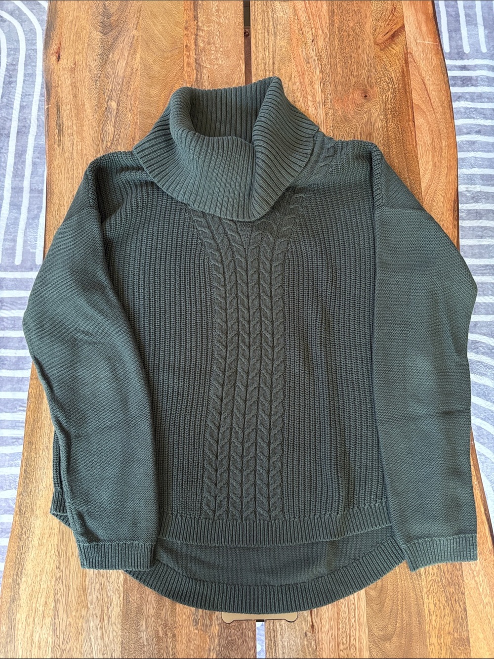 Banana Republic Factory Forrest Green Cable Turtleneck Sweater